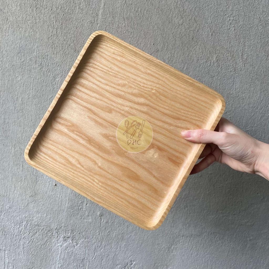 Khay vuông gỗ Tần Bì nguyên khối nhiều kích thước I Khay gỗ đựng đồ ăn ,Decor trưng bày, chụp hình sản phẩm