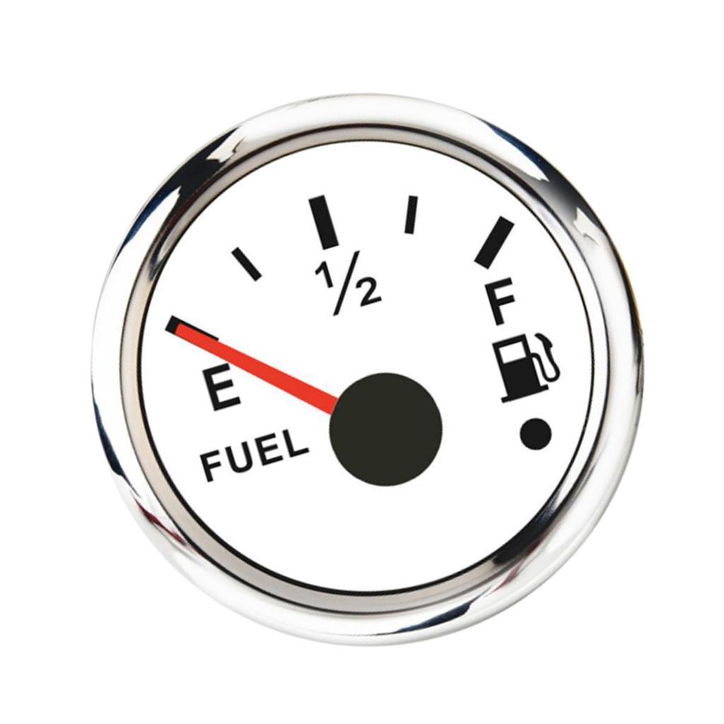 Fuel Level Gauge Boat Marine Fuel Level Gauge White Face LED Display 52mm 2"