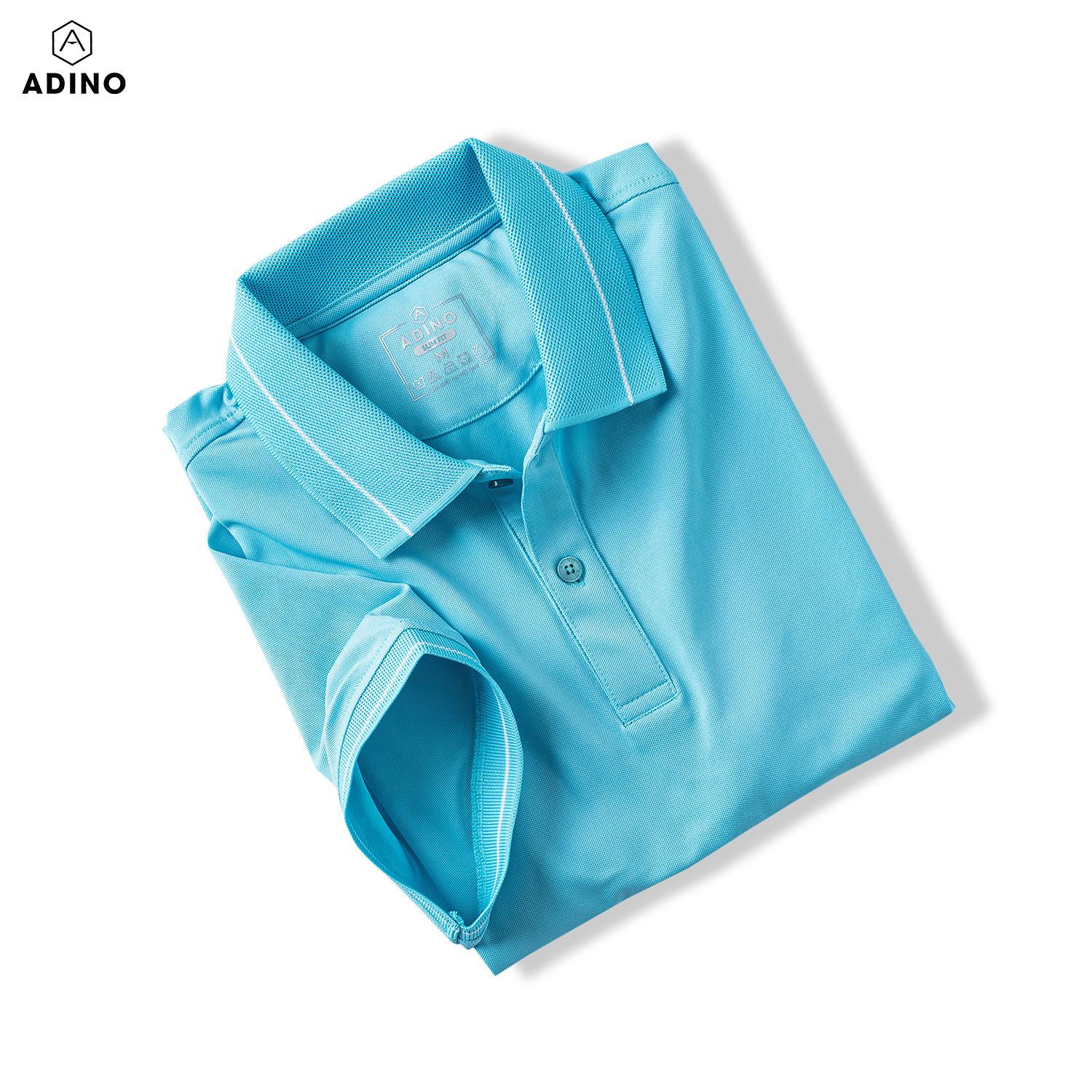 Áo polo nữ màu xanh ngọc (xanh thiên thanh) phối viền ADINO vải polyester cotton không bai xù dáng công sở slimfit hơi ôm trẻ trung APN04