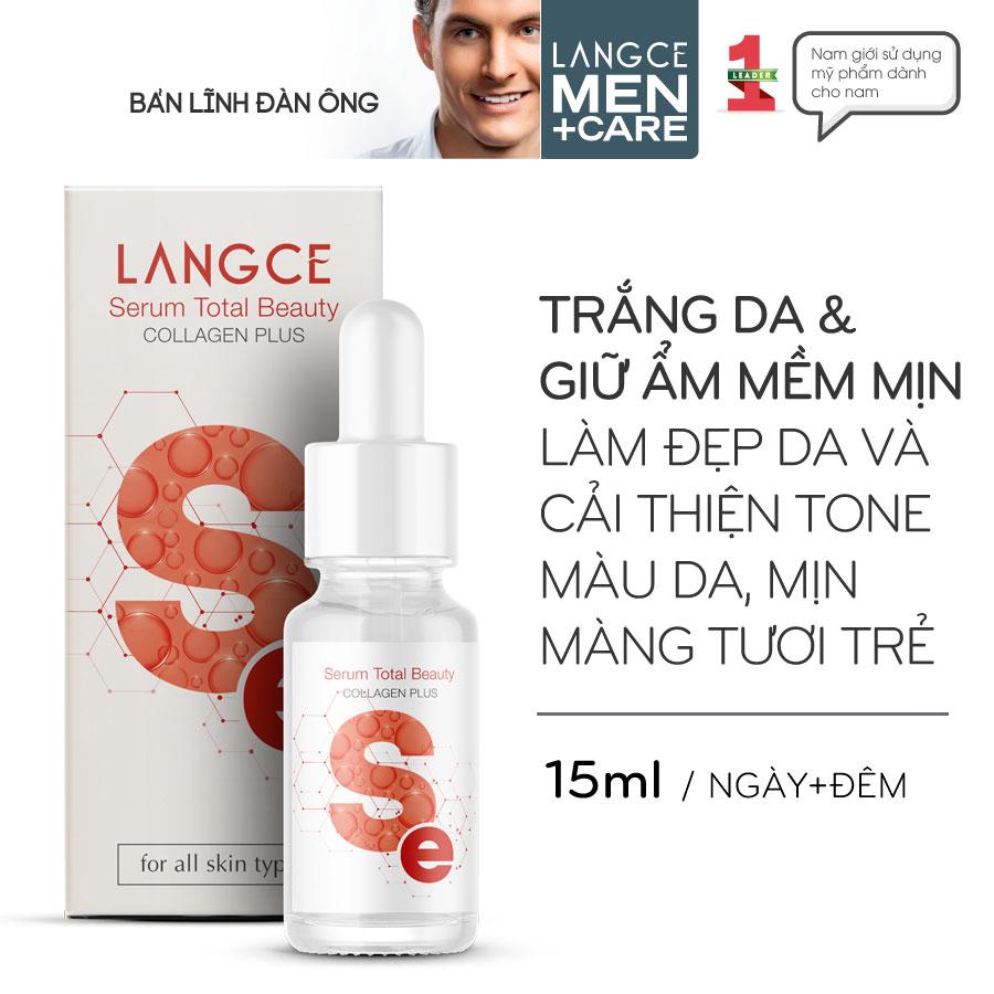 TOTAL BEAUTY SERUM COLLAGEN+ TRẮNG DA GIỮ ẨM, MỀN MỊN ĐẸP DA 15ml LANGCE DÀNH CHO NAM