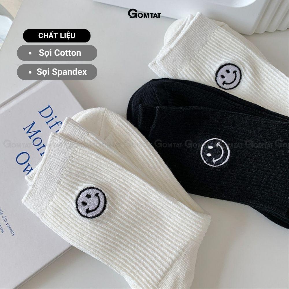 Tất cổ cao nam nữ họa tiết mặt cười, vớ cổ cao unisex chất liệu cotton hút ẩm thoáng khí - MATCUOI-PO-3021-1DOI