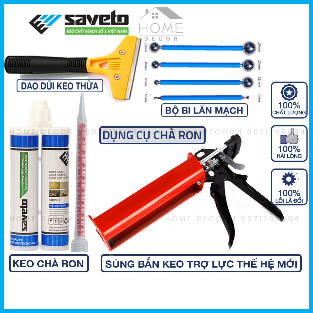 Bộ dụng cụ keo chít mạch gạch Saveto(Keo Chà Ron Saveto)- dùng để thi công Keo Saveto - chống thấm, chống bám bẩn(4 món)