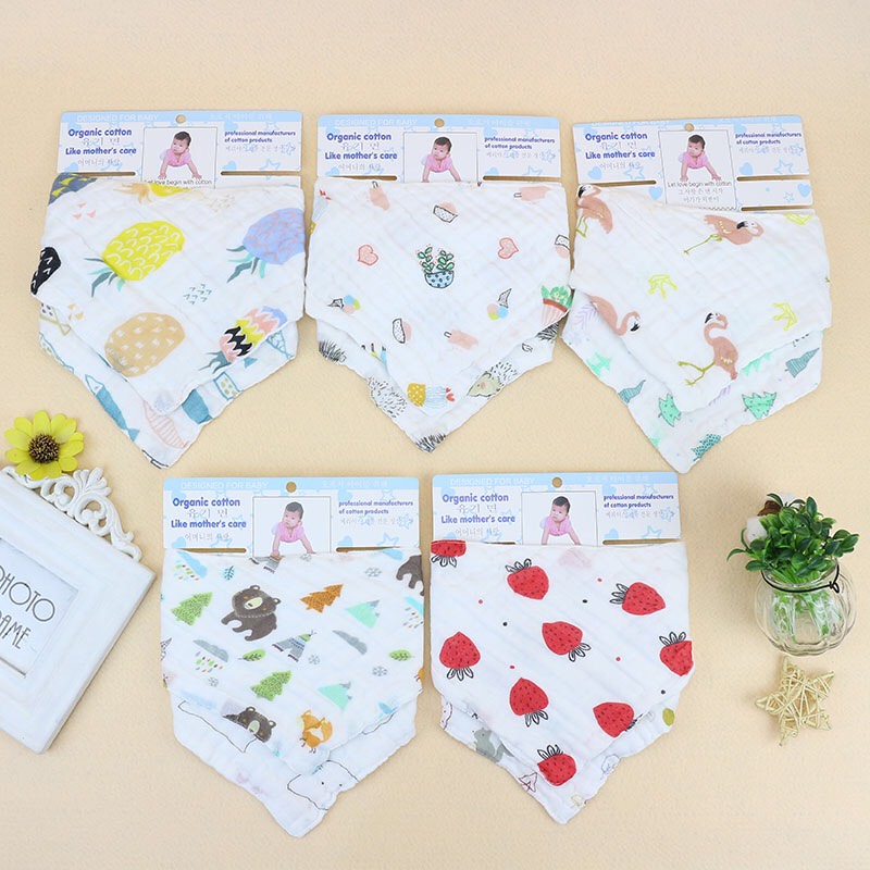 Set 2 Khăn Yếm Tam Giác Organic Cotton Cho Bé
