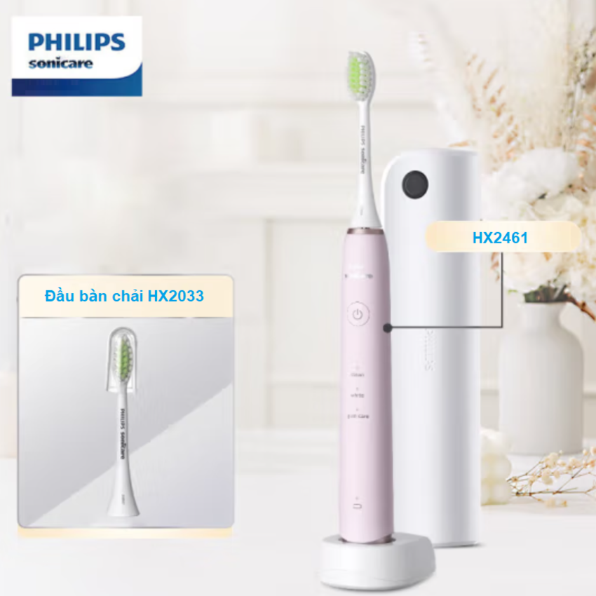 Bàn chải đánh răng điện Philips Sonicare HX2461 3 chế độ - Hàng Chính Hãng