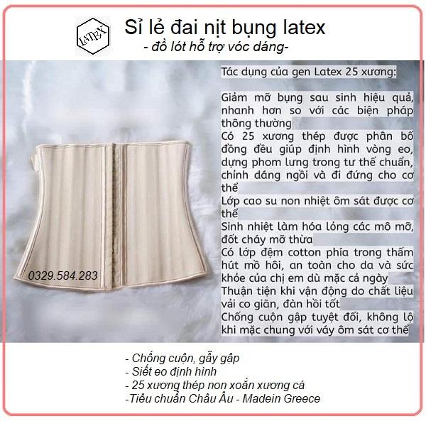 Đai nịt bụng latex Hy Lạp 25 xương - Đai latex thông hơi nhập khẩu - Gen nịt bụng định hình