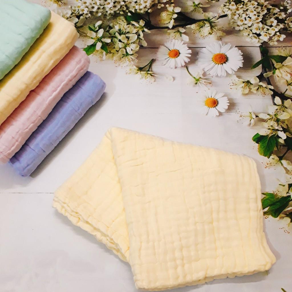 Khăn tắm xô nhăn 6 lớp cotton màu trơn siêu mềm, siêu thấm xuất Nhật cho bé yêu KT 105x105