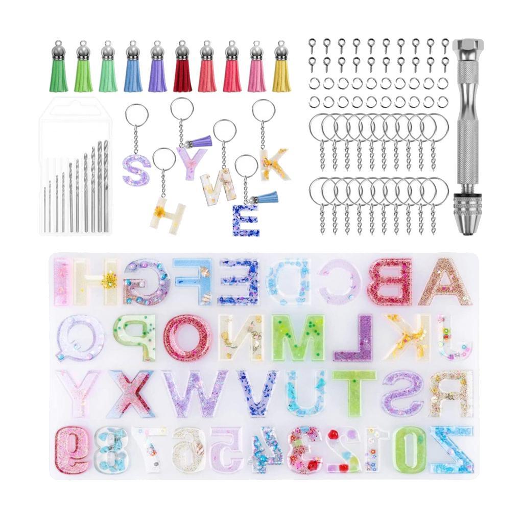 172pcs Kit Resin Alphabet Number Silicone Mold DIY Craft Casting Resin Mould Set