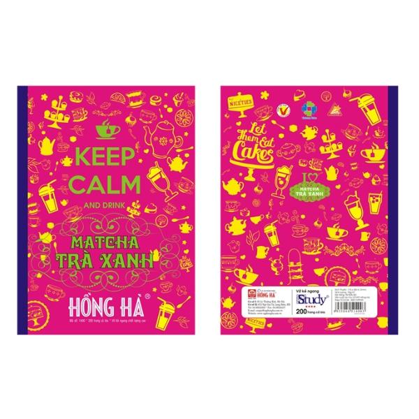 Vở Keep Calm &amp; Matcha Trà Xanh - Kẻ Ngang 200 Trang - Hồng Hà 1400 (Mẫu Màu Giao Ngẫu Nhiên)