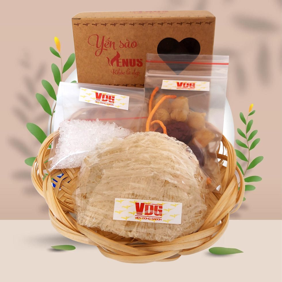 Yến sào tinh chế Venus 10g - Khỏe là đẹp, dưỡng nhan, tăng cường sức khỏe - Tặng đông trùng hạ thảo, táo đỏ, đường phèn -