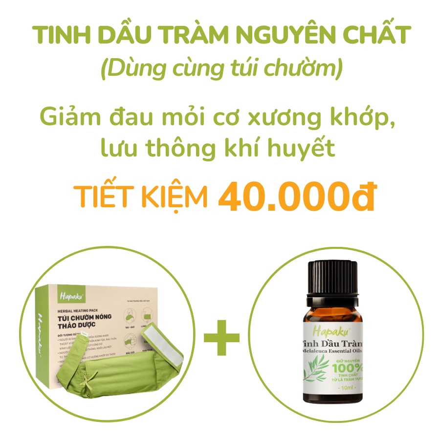 Túi Chườm Lưng Hông - Gối Chườm Nóng Thảo Mộc Dùng Lò Vi Sóng Làm Nóng, Giúp Giảm Đau Lưng Hông Do Thoái Hóa, Thoát Vị Đĩa Đệm, Căng Cứng Cơ, Ngồi Lâu Ở Một Tư Thế - Hapaku - Lưng Tinh Dầu Tràm