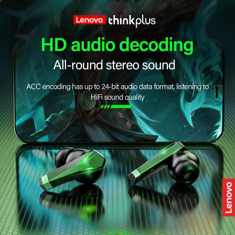 Lenovo GM1 Bluetooth Gaming Earphone Stereo Sound Lntelligent Noise Reduction Pleasant Sound Waterproof Touch Control Low Latency With Mic-Hàng chính hãng