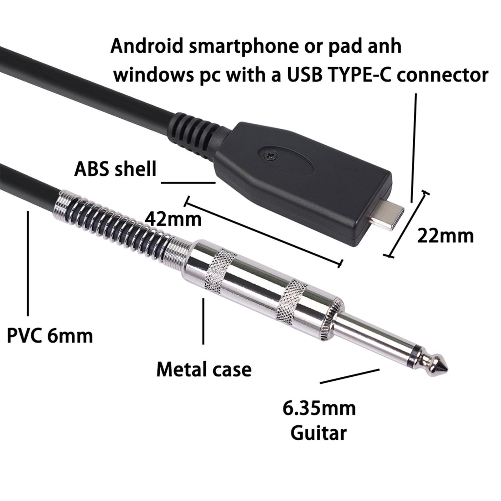 Type-C 6.35mm Cable Adapter  Plug and Play Low Noise High Fidelity 2m