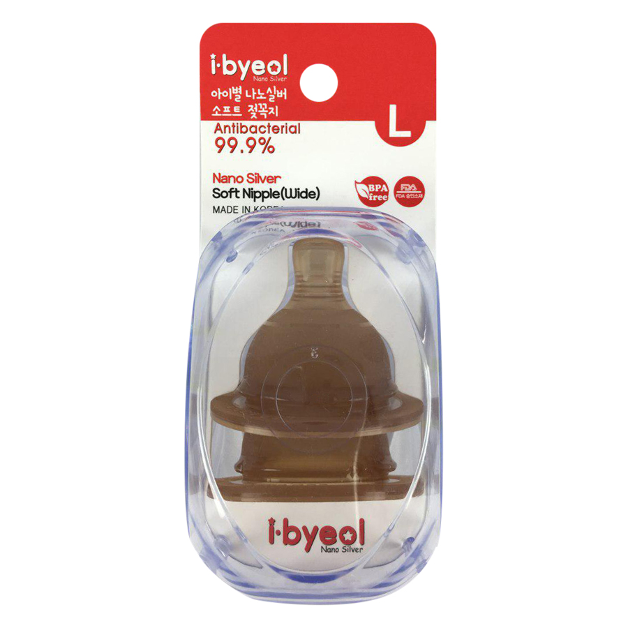 Núm ty I-Byeol Nano Silver cổ rộng size L (6 - 12 tháng)
