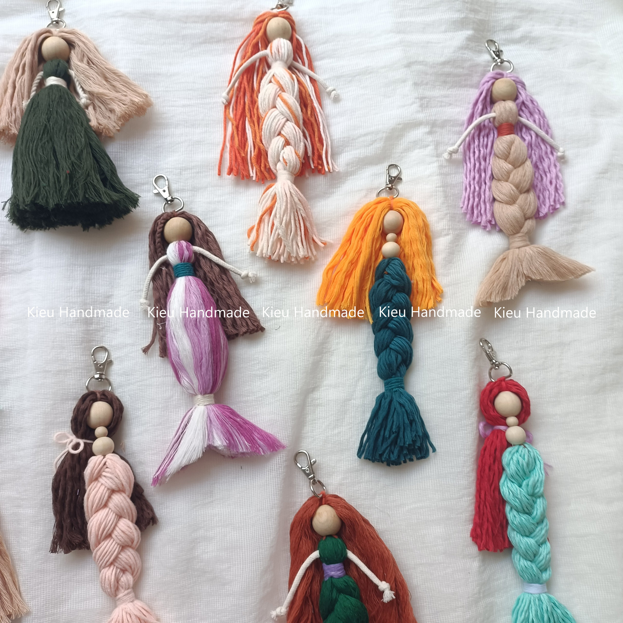 Móc khoá búp bê macrame, móc khoá nàng tiên cá