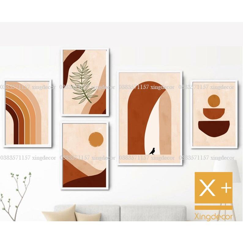 15 Bộ 5 tranh dán tường nhiều chủ đề, dày 5mm tranh treo tường canvas có sẵn băng keo 2 mặti