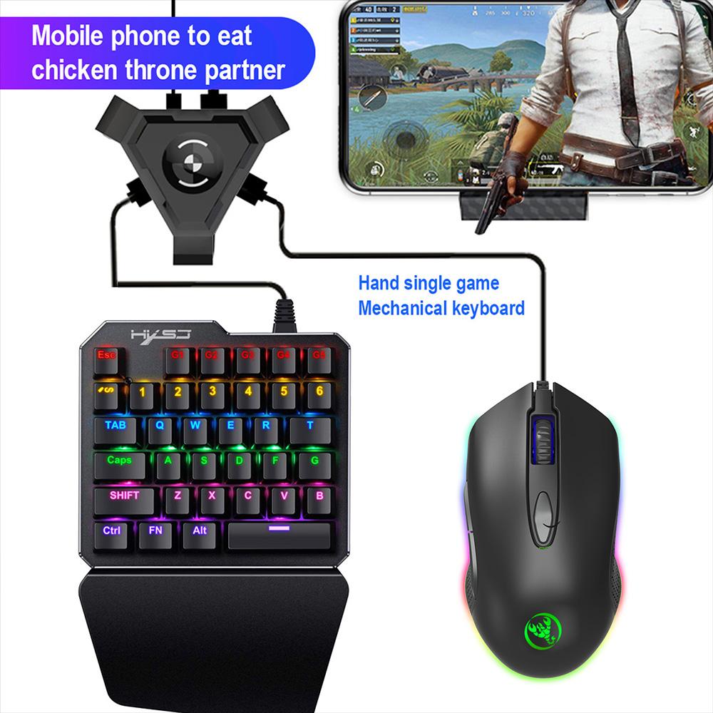 HXSJ J100+S500 Combo Keyboard Mouse Set J100 35 Key One-handed Gaming Keyboard S500 Gaming Mouse USB Wired Mechanical