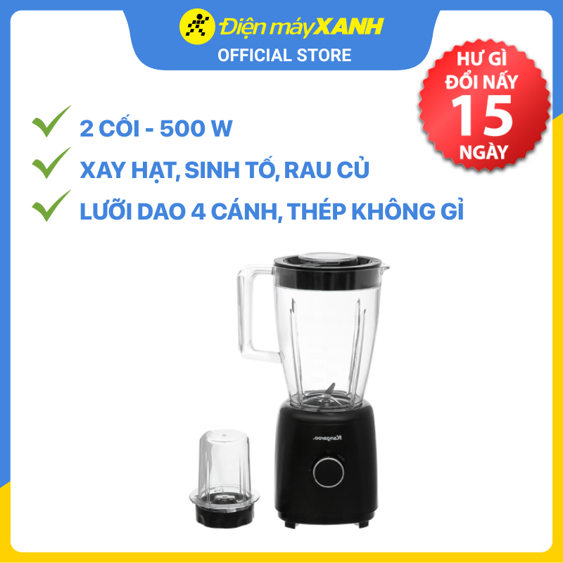 Máy Xay Sinh Tố Đa Năng 2 Cối Kangaroo KG2B8 (500W - 1.5 Lít) - Hàng Chính Hãng