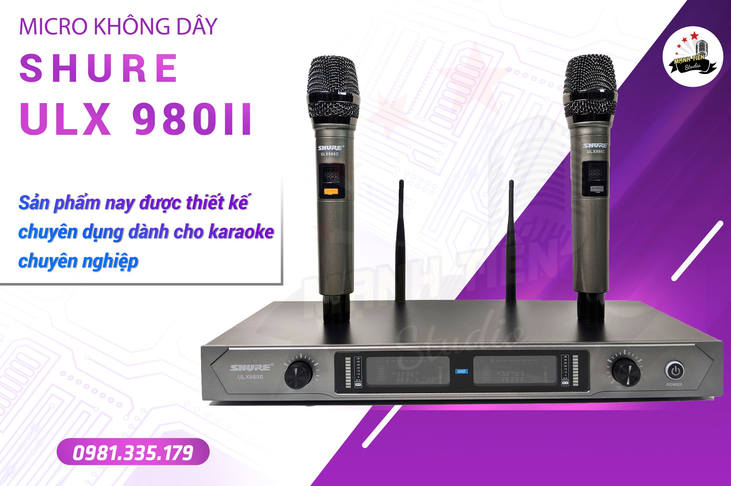 Micro không dây Shure ULX980II - Mic karaoke gia đình, sân khấu - Độ nhạy cao, bắt sóng xa, chống hú rít - Thiết kế sang trọng, bắt mắt -  Dễ dàng phối ghép với các thiết bị âm thanh khác - Hàng nhập khẩu loại I