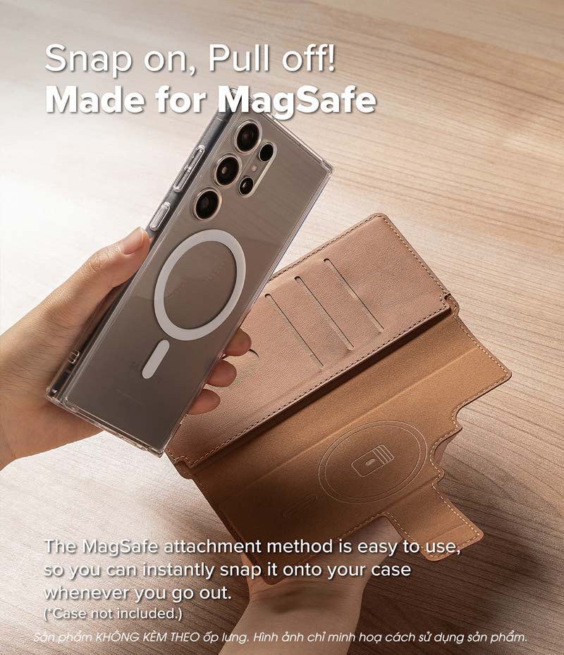 Ví từ tính RINGKE Folio Grip Wallet Magnetic cho S25 Ultra/S24 Ultra - Hàng Chính Hãng