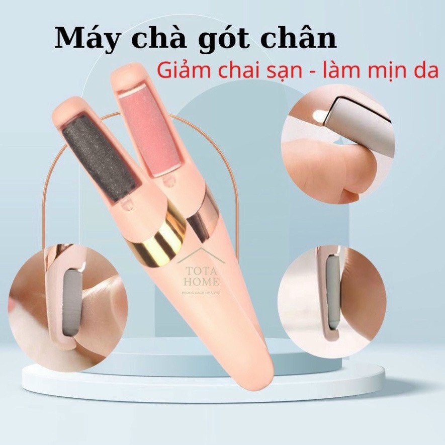 Máy chà gót chân tẩy tế bào chết và vết chai cho tiệm Nail ,Dụng cụ trà gót chân tại nhà HÌNH BÚT gồm 2 đầu mài, Pin sạc