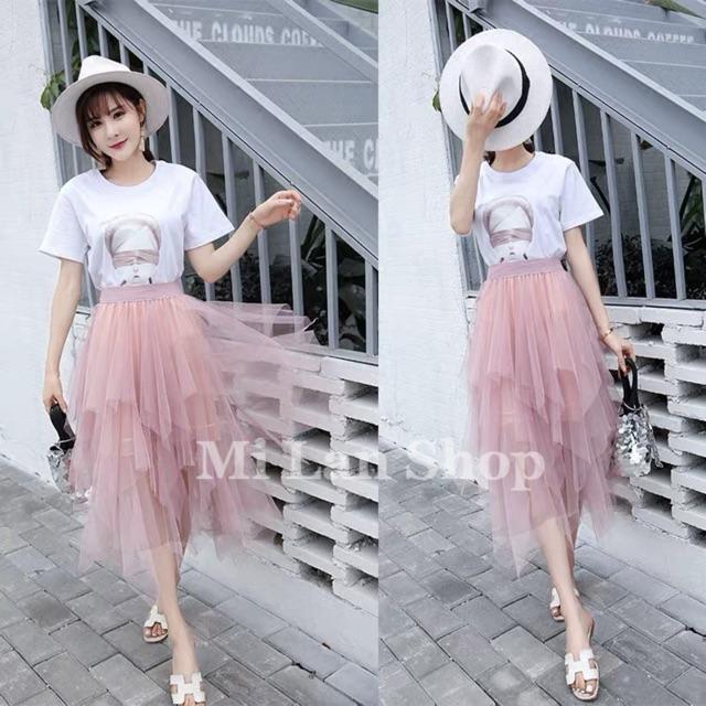 _Chân váy tầng dài_chân váy tua rua
