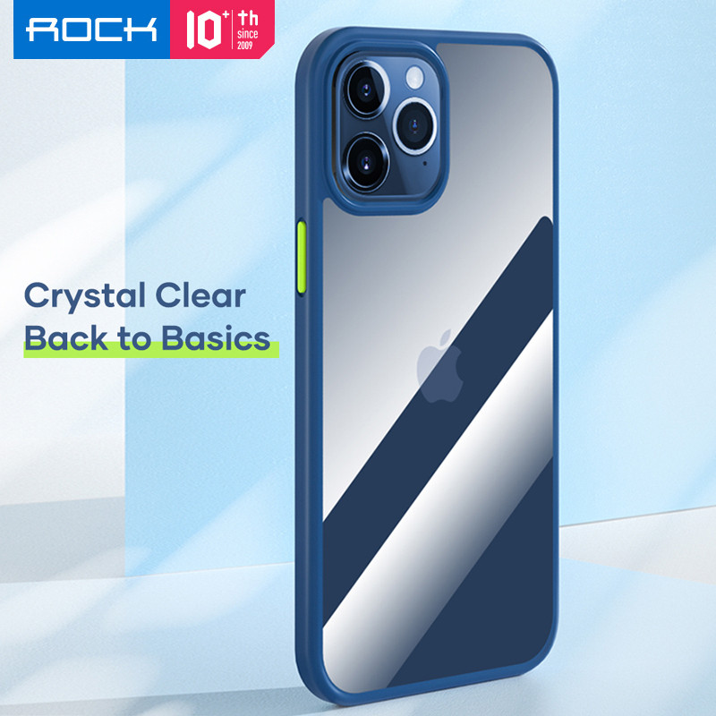 Ốp lưng trong suốt cho iPhone 12 Pro trang bị viền silicon chống sốc bảo vệ 720 độ Hiệu Rock Guard Pro - Hàng nhập khẩu