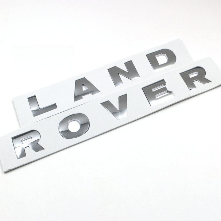 Decal tem chữ inox Land Rover dán đầu và đuôi xe ô tô (Màu Bạc)