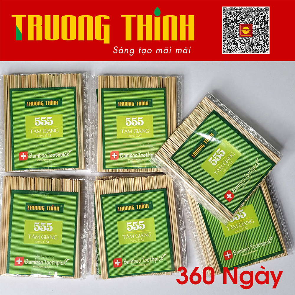 Tăm Xỉa Răng 555 Cật Cây Giang 100% Dẻo Dai Chất Lượng Tiết Kiệm  Gía Siêu Rẻ Thương Hiệu Trường Thịnh - Bịch 30 gói.