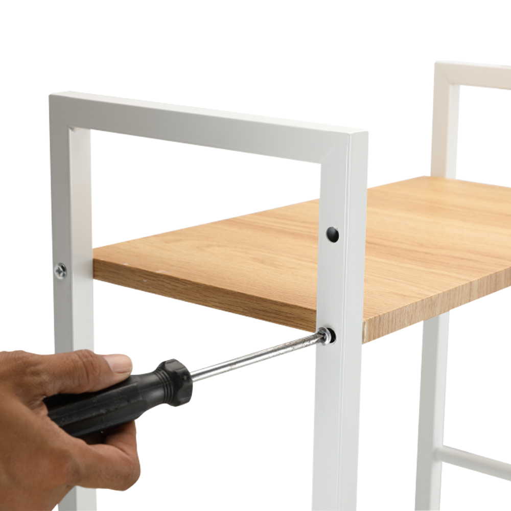 Bàn làm việc học tập đa năng kèm kệ 4 tầng CONNER mặt gỗ cao cấp kết hợp khung thép sơn tĩnh điện trắng | Index Living Mall - Phân phối độc quyền tại Việt Nam