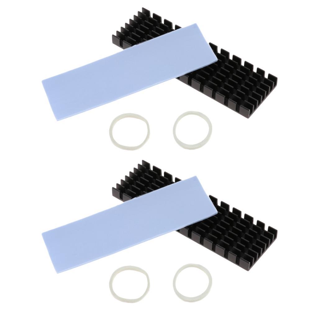 2Pcs M.2 NVMe 2280 PCI-e SSD Aluminum Heat Sink Cooler Thermal Pad Radiator