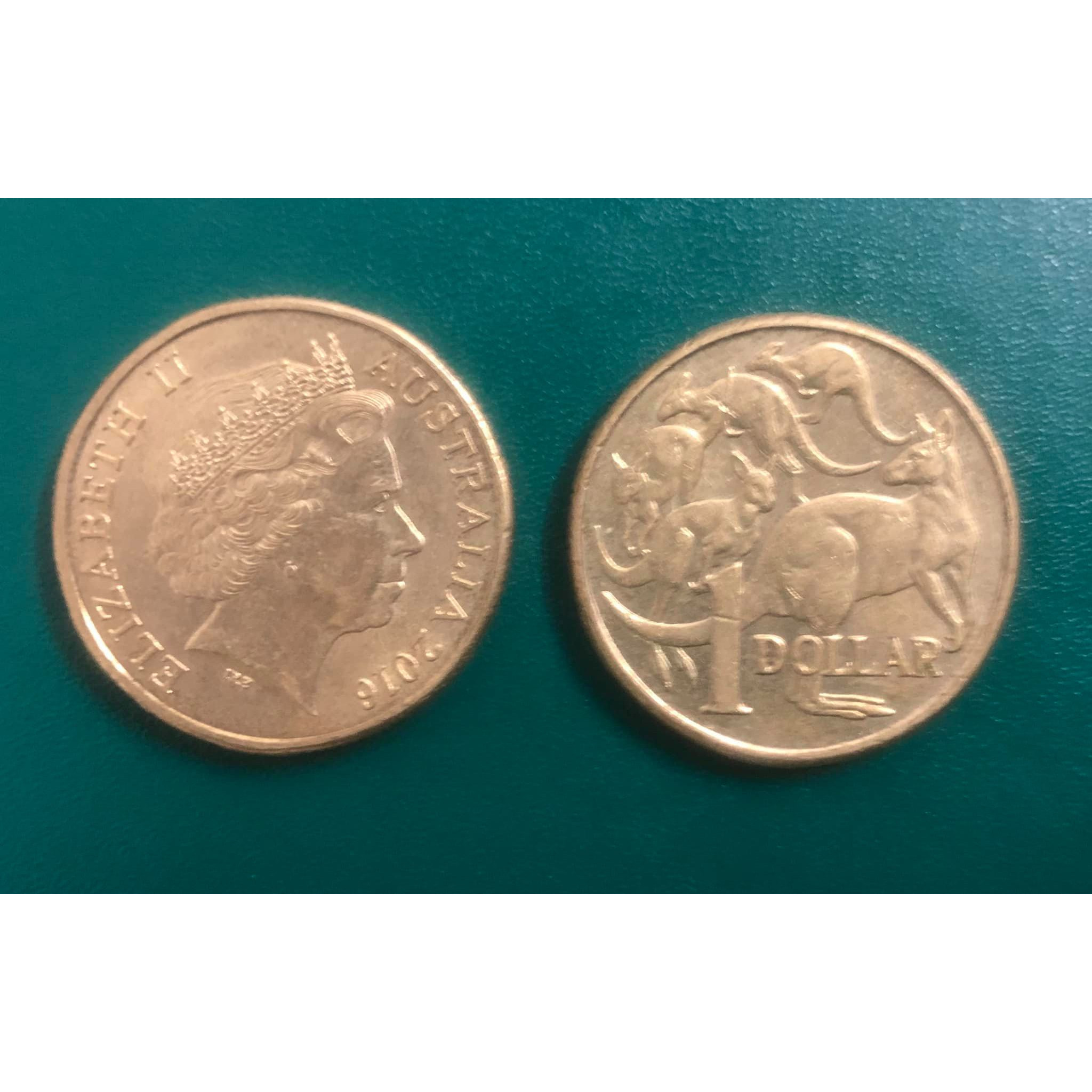 Đồng xu Úc 1 dollar Nữ hoàng Elizabeth II, bầy Kangaroo