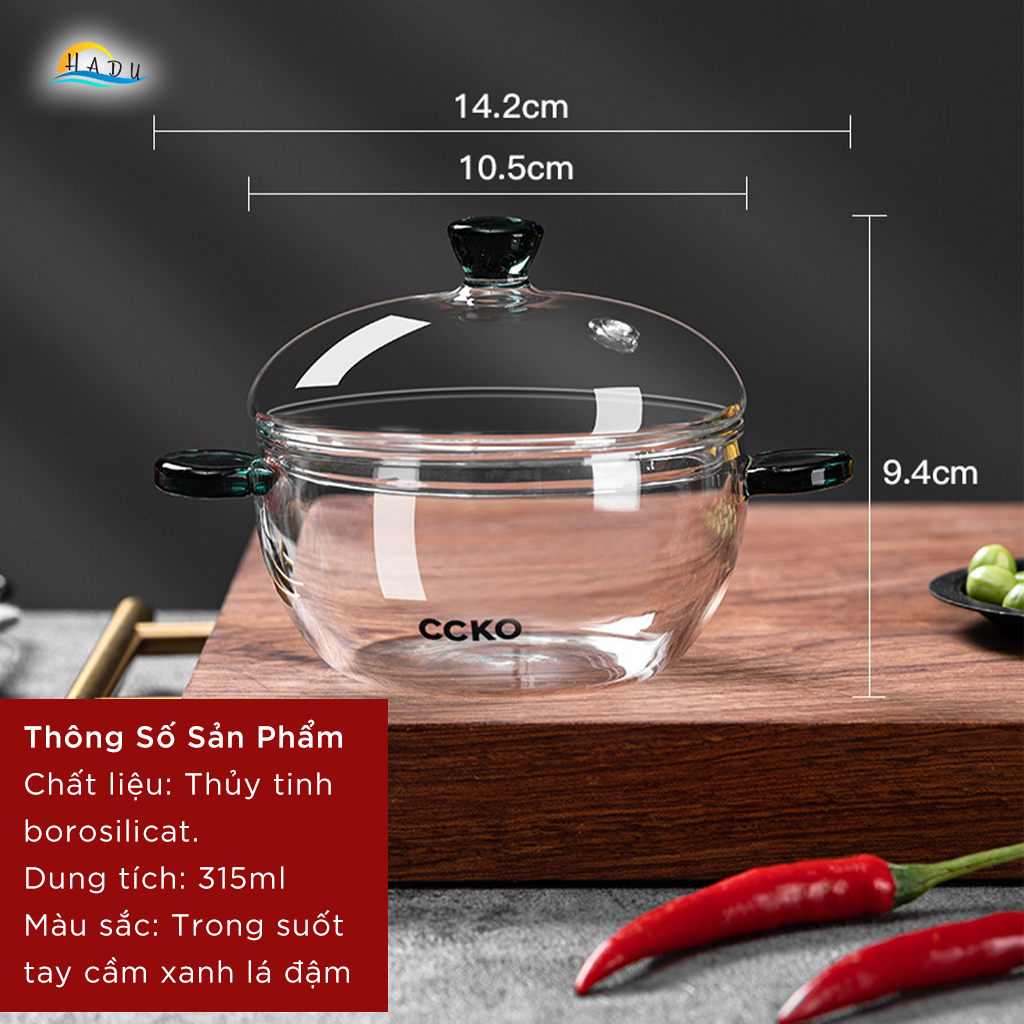 Thố Chưng Yến Mini Thủy Tinh Cao Cấp 315ml Đạt Chất Lượng Đức CCKO