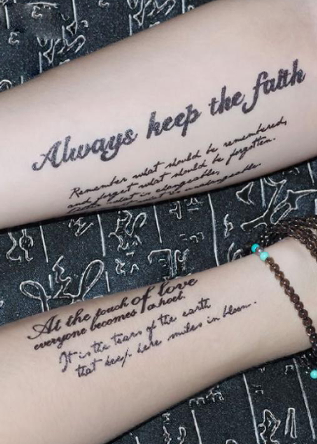 Hình Xăm Dán Tattoo 3D Always Keep The Faith Bảng lớn 10cm x 22cm