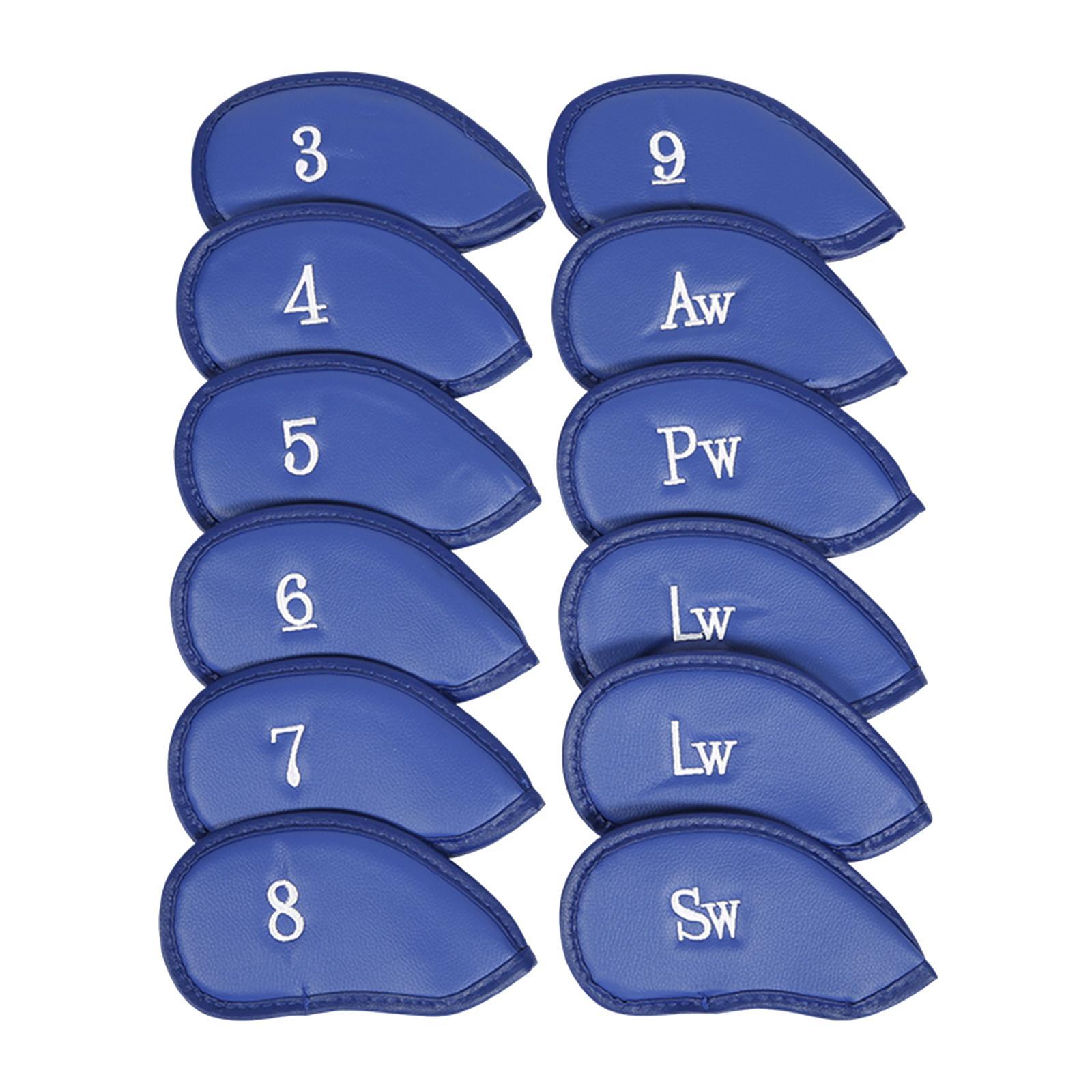 12x Golf Iron Head Covers Set Head Protector Golf Clubs Case PU Golf Club Headcover Golf Wedges Headcovers for Unisex Golf Training Supplies