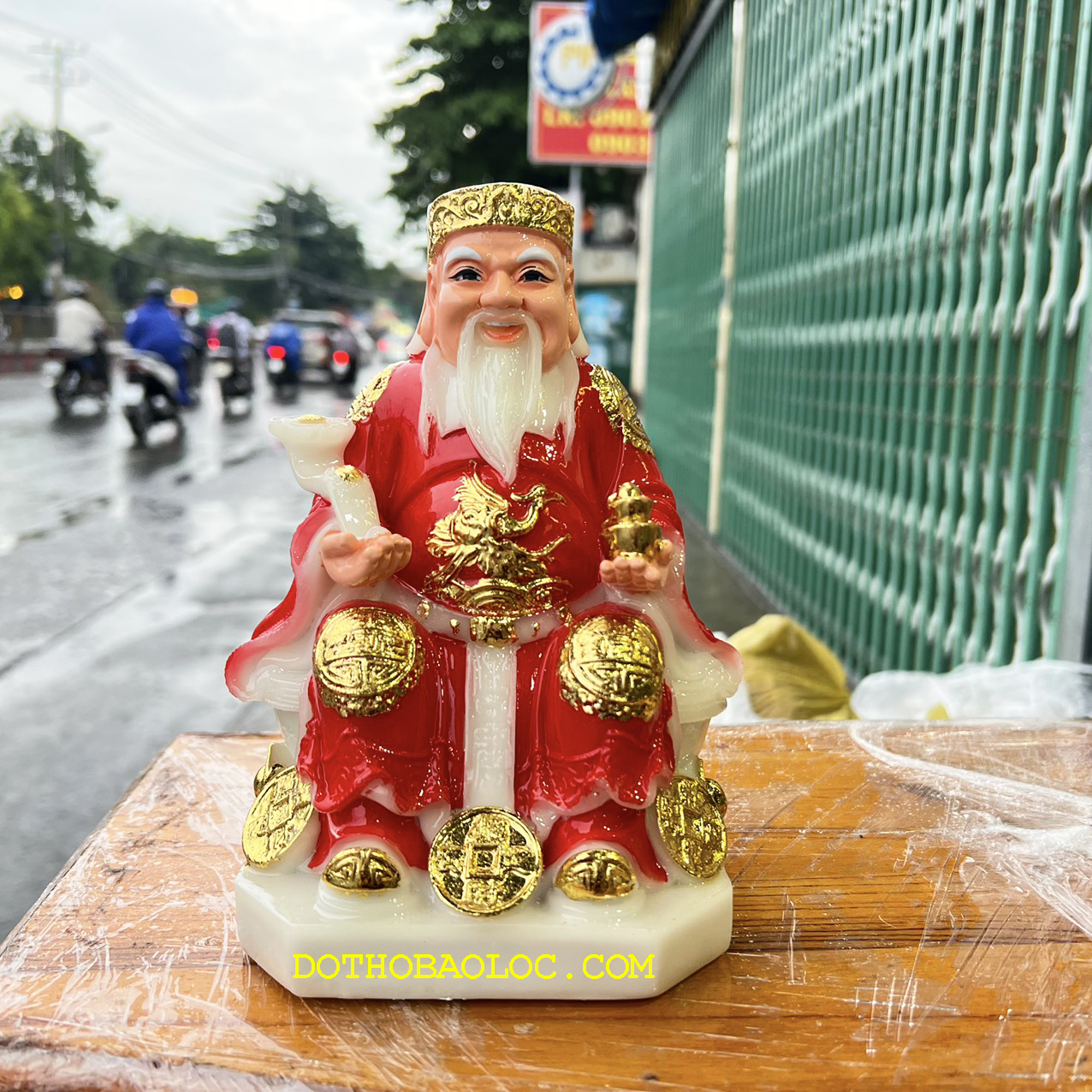 Tượng Thần tài Thổ Địa đá Việt Nam cao 19cm – Đỏ