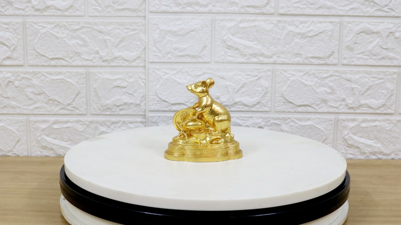 Tượng chuột bằng đồng mạ vàng 24K