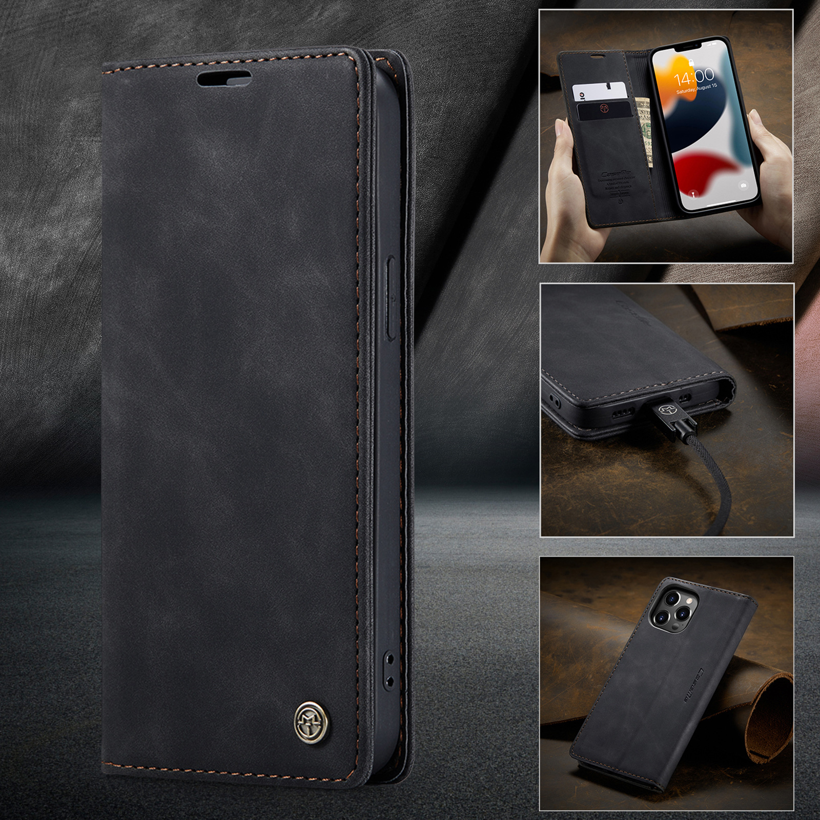Bao da dành cho iPhone 14/14 Plus/14 Pro/ 14 Pro Max dạng ví hiệu Caseme - Hàng nhập khẩu