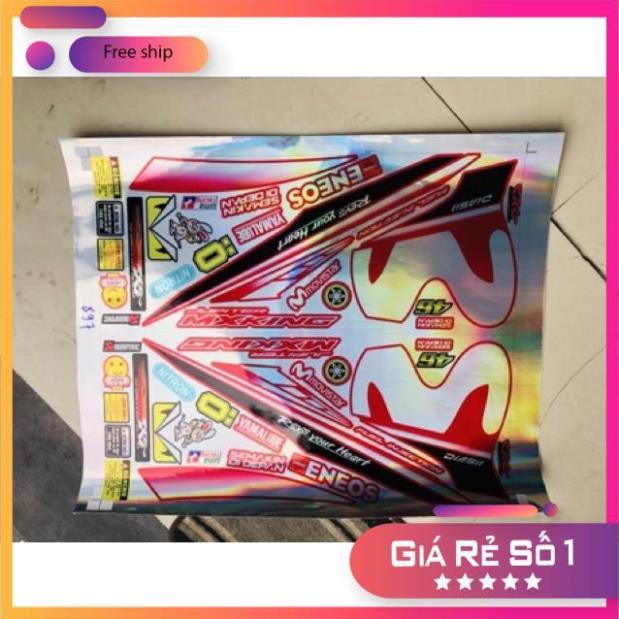 Tem rời exciter 150 movistar dán xe đỏ chất liệu Crom titan ánh 7 màu bảo hành màu sắc vĩnh viễn