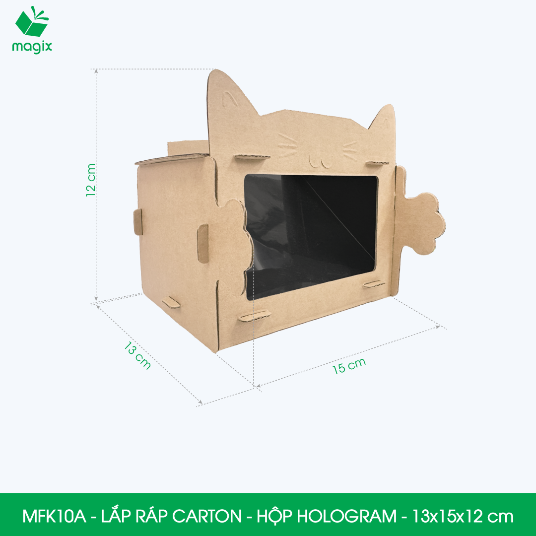 MFK10A - 15x13x12 - Hộp giấy chiếu phim Hologram 3D - Lắp ráp carton - Tạo ảo ảnh từ điện thoại