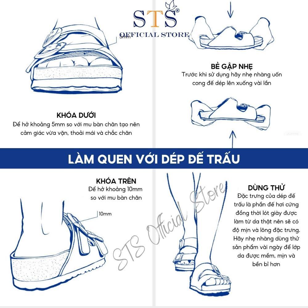 Sandal DA BÒ THẠT NGUYÊN TẤM Quai Xỏ Ngón Khóa Dán hàng cao cấp xuất khẩu ST20 BH 6 THÁNG