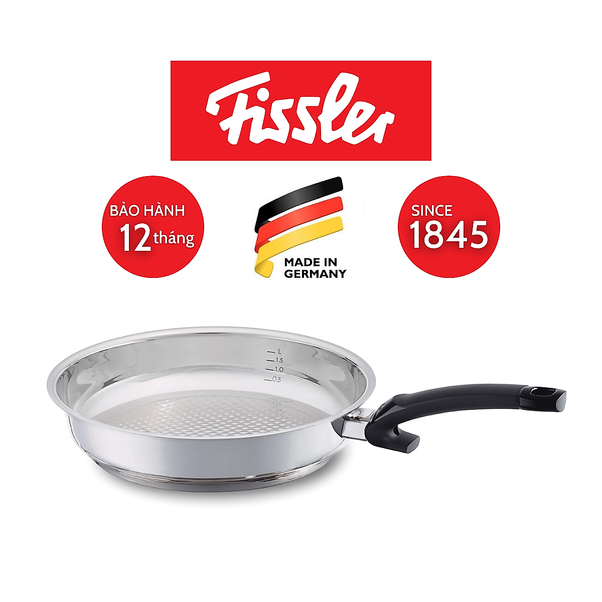 [MADE IN GERMANY]Chảo Inox Fissler Crispy Steelux Comfort, Chất Liệu Thép Không Gỉ, Dẫn Nhiệt Tốt, Dùng Cho Mọi Loại Bếp