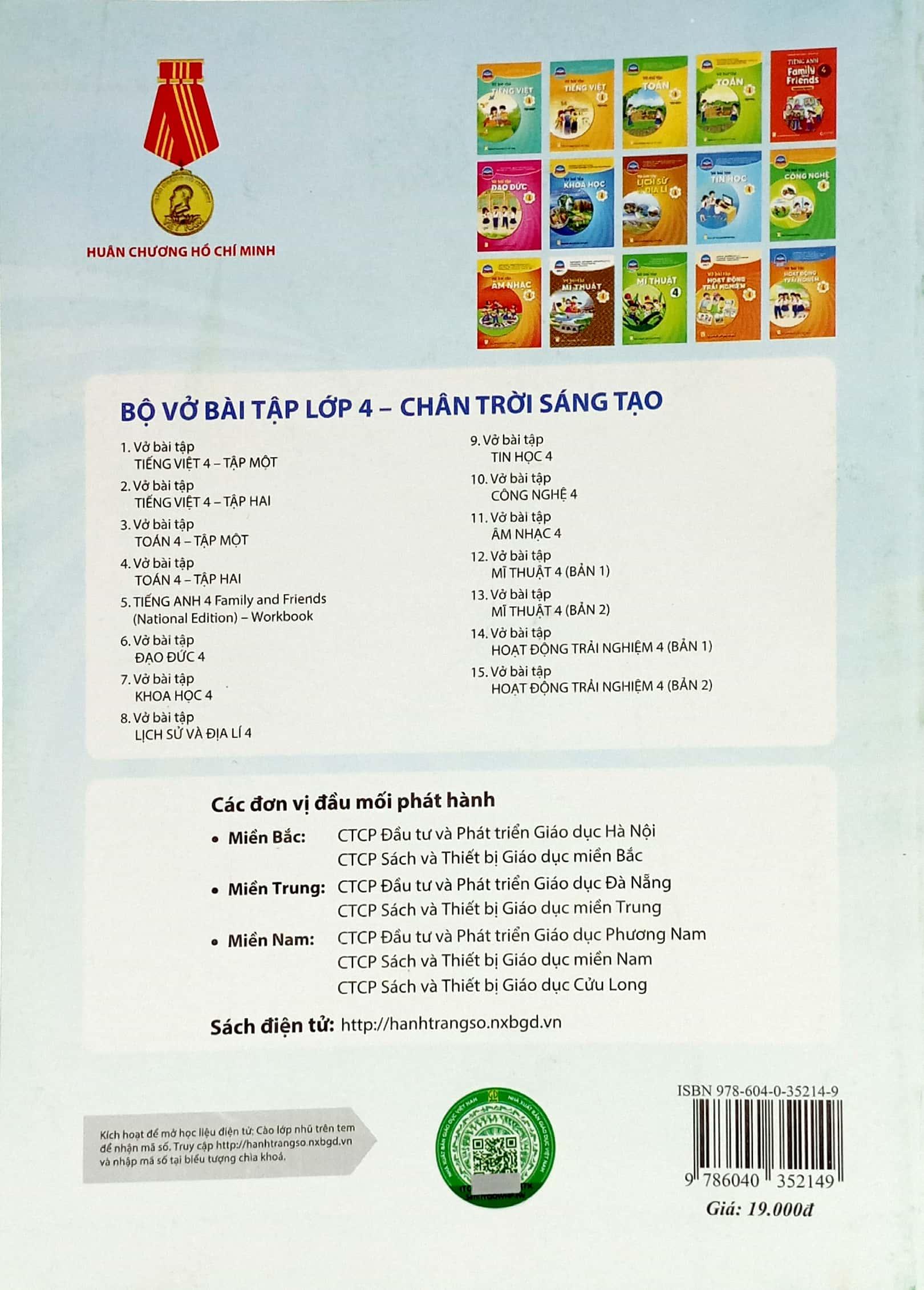 Vở Bài Tập Tiếng Việt 4 - Tập 1 (Chân Trời Sáng Tạo) (2023)