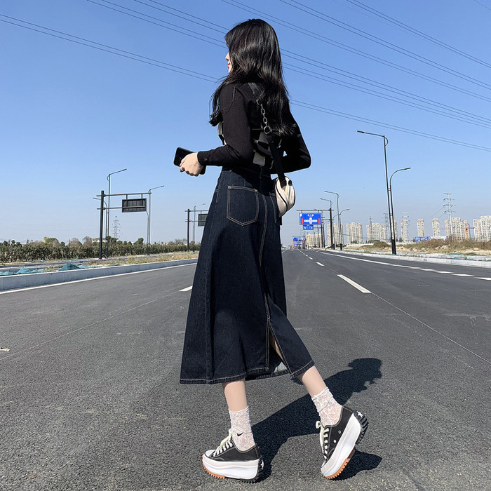 Chân váy jean dáng dài cho nữ CV205