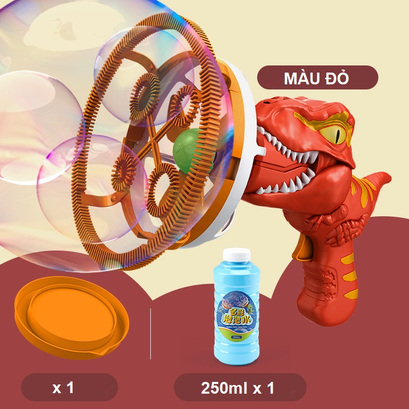 Súng bắn bong bóng xà phòng khổng lồ 2 lớp hình khủng long đồ chơi cho bé giải trí, quà tặng sinh nhật cho bé
