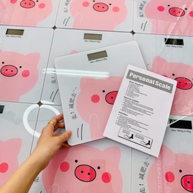 Cân ĐIện Tử Cân Sức Khỏe Khối Lượng Từ 0,5kg Đến 180kg Thay Pin AAA Hình Lợn Hồng