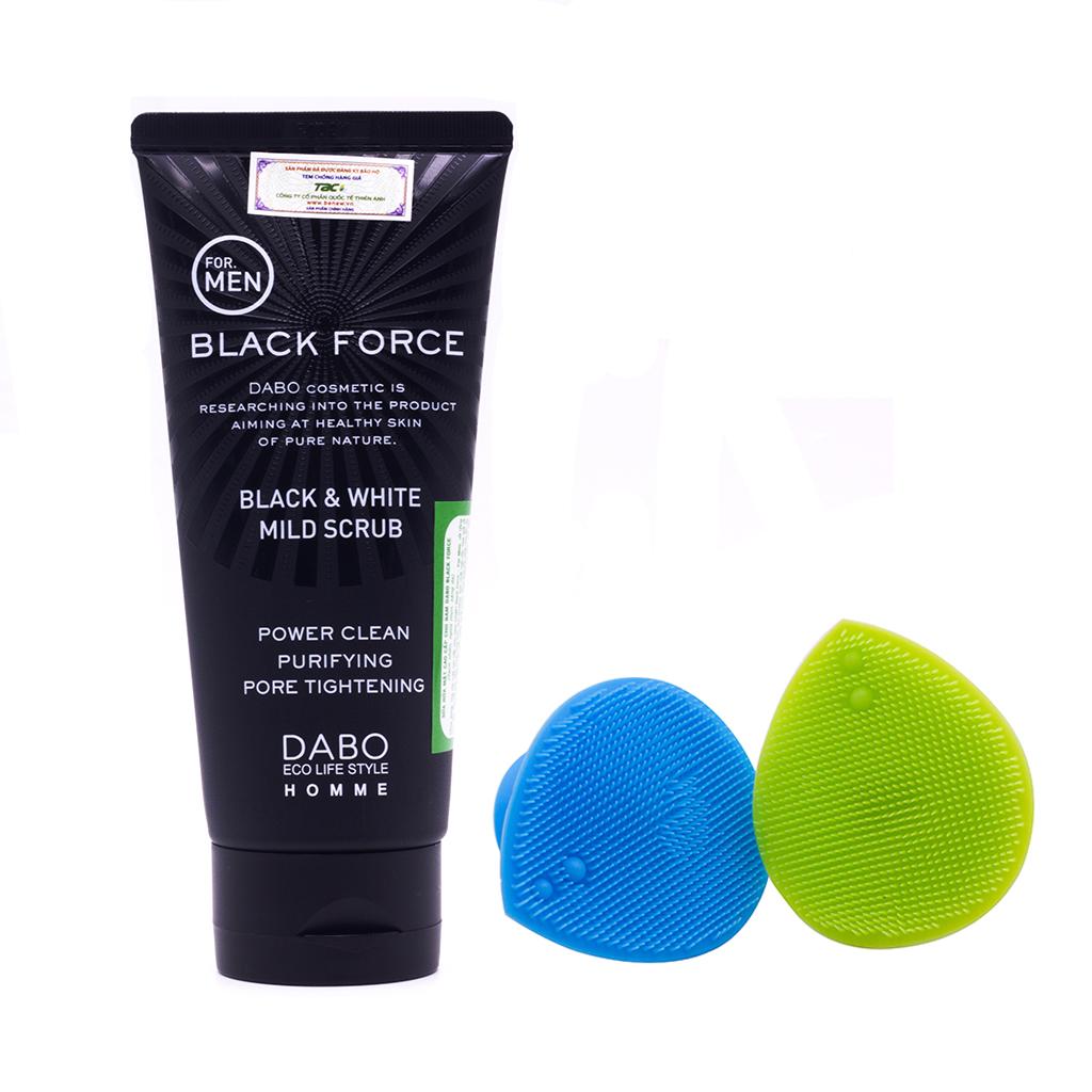 Sữa Rửa Mặt Nam Sạch Nhờn Trắng Da Cho Da Hàn Quốc Dabo Black Force(120ml) + Dụng Cụ Rửa Mặt Hàn Quốc Cao Cấp  Silicon– Hàng Chính Hãng