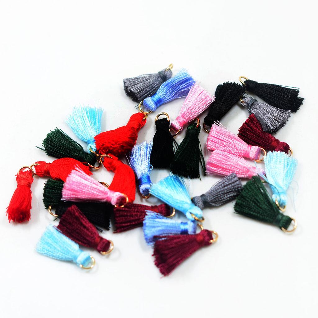 60 Pieces Silk Handmade Tiny Soft Tassels Mini Tassels,Colorful Tassels, Earring Tassels Assorted Colors 23mm
