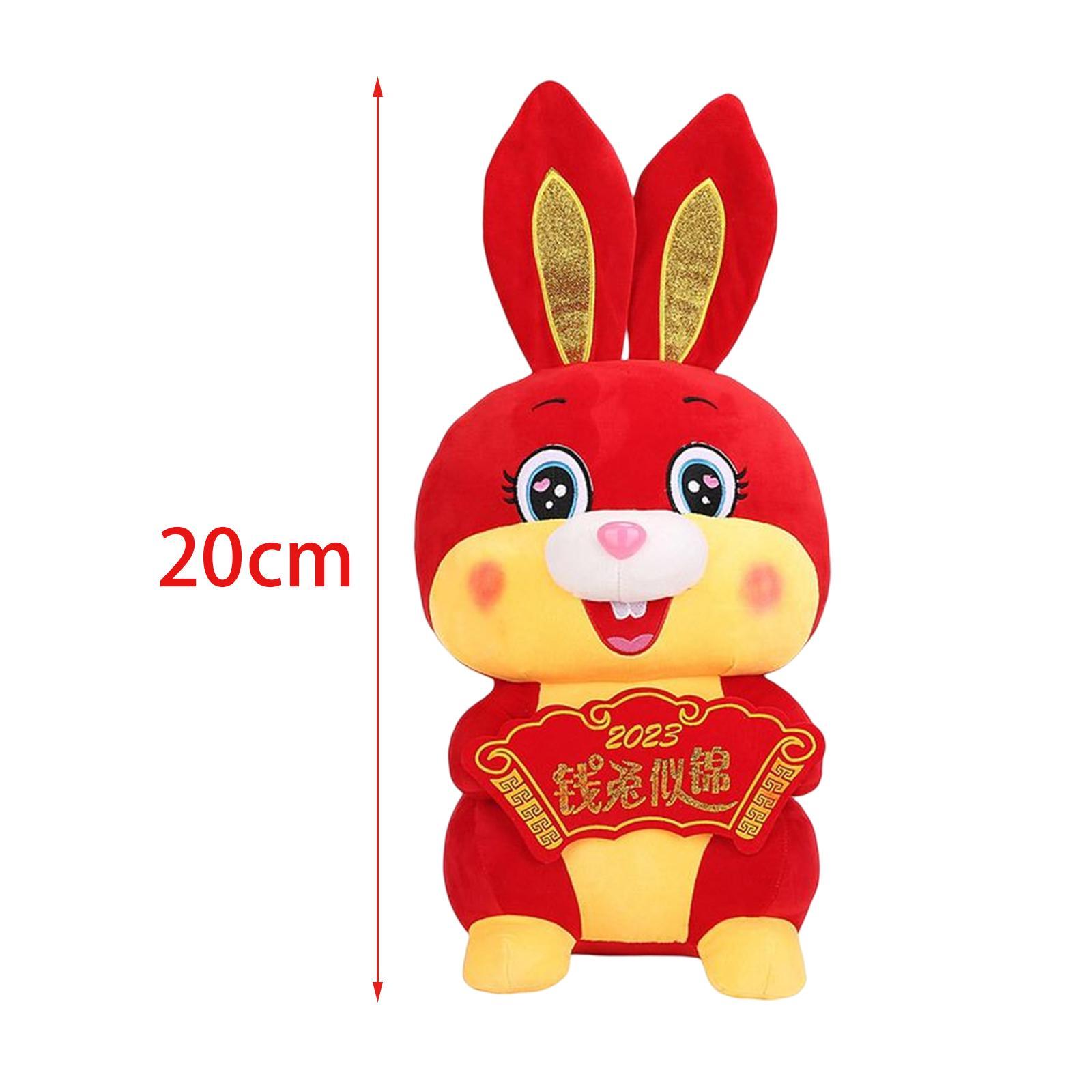 Chinese New Year Plush Toys Bunny Cute Figurine Ornament for New Year Gift Holiday