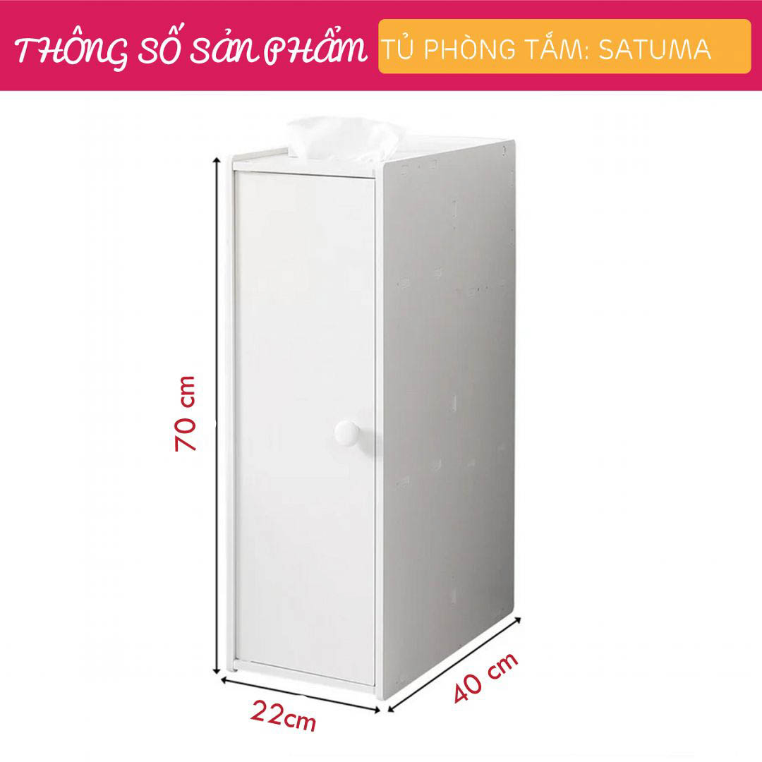 Tủ phòng tắm gỗ hiện đại SMLIFE Satuma | Gỗ MDF dày 17mm chống ẩm | D20xR40xC70cm