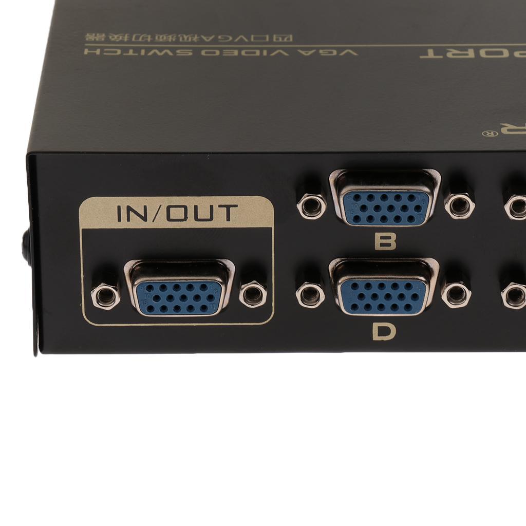 4 Port VGA Switch Video Manual Switcher Box 4 x 1 Selector 4 PC In 1 Out